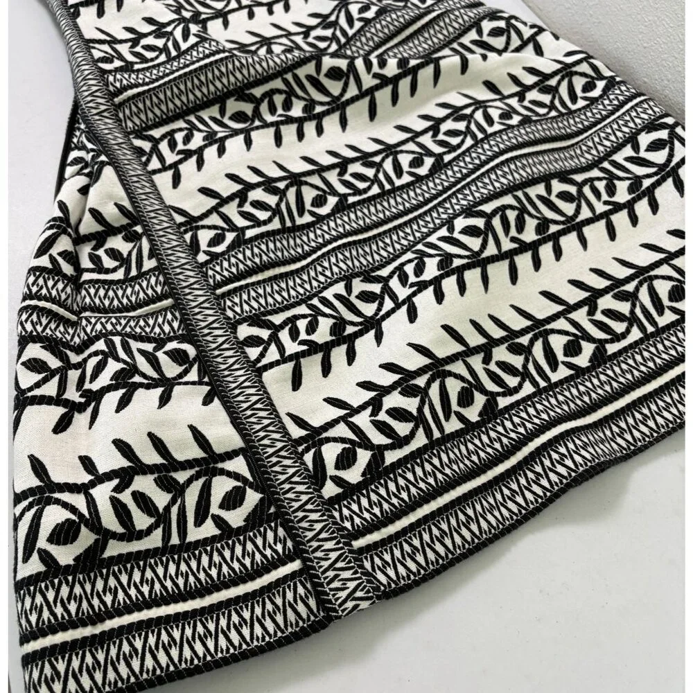 Tory Burch Laurie Embroidered Convertible Sheath‎ Dress Size 6 Black White Vines